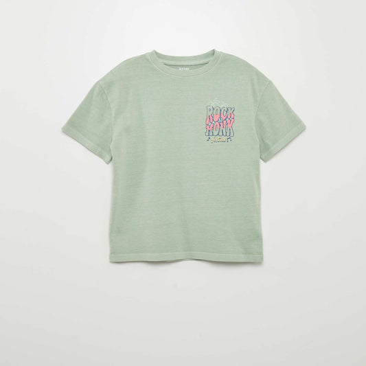 Short-sleeved T-shirt with a rock festival vibe GREEN