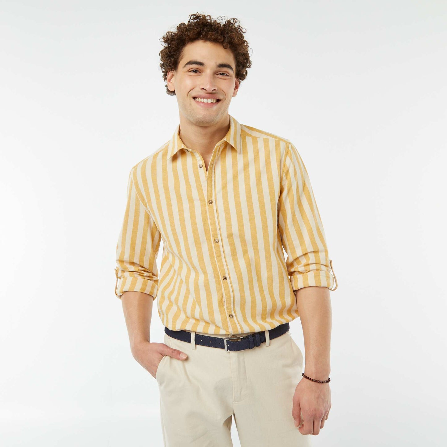 Linen-blend regular-fit shirt WHITE