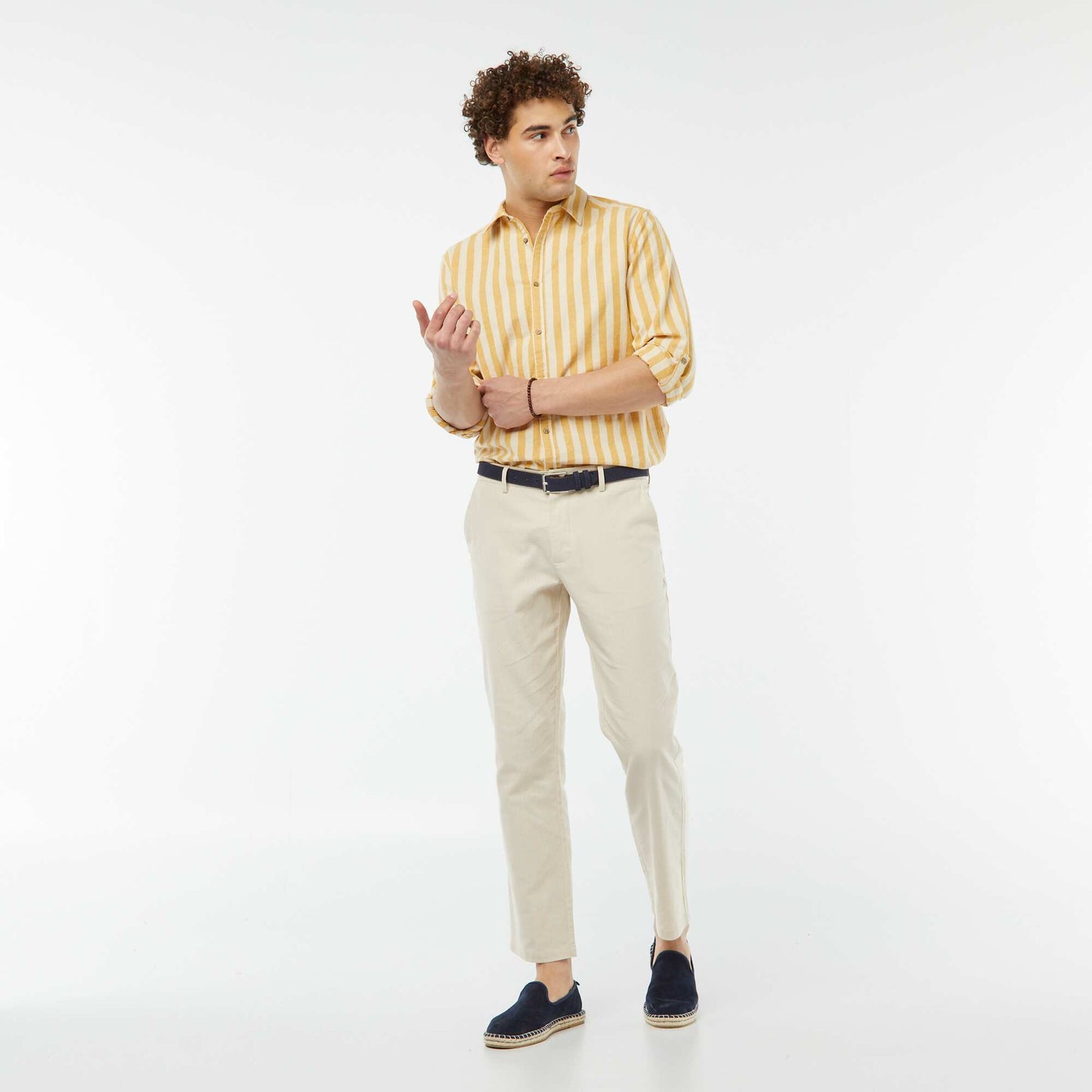 Linen-blend regular-fit shirt WHITE