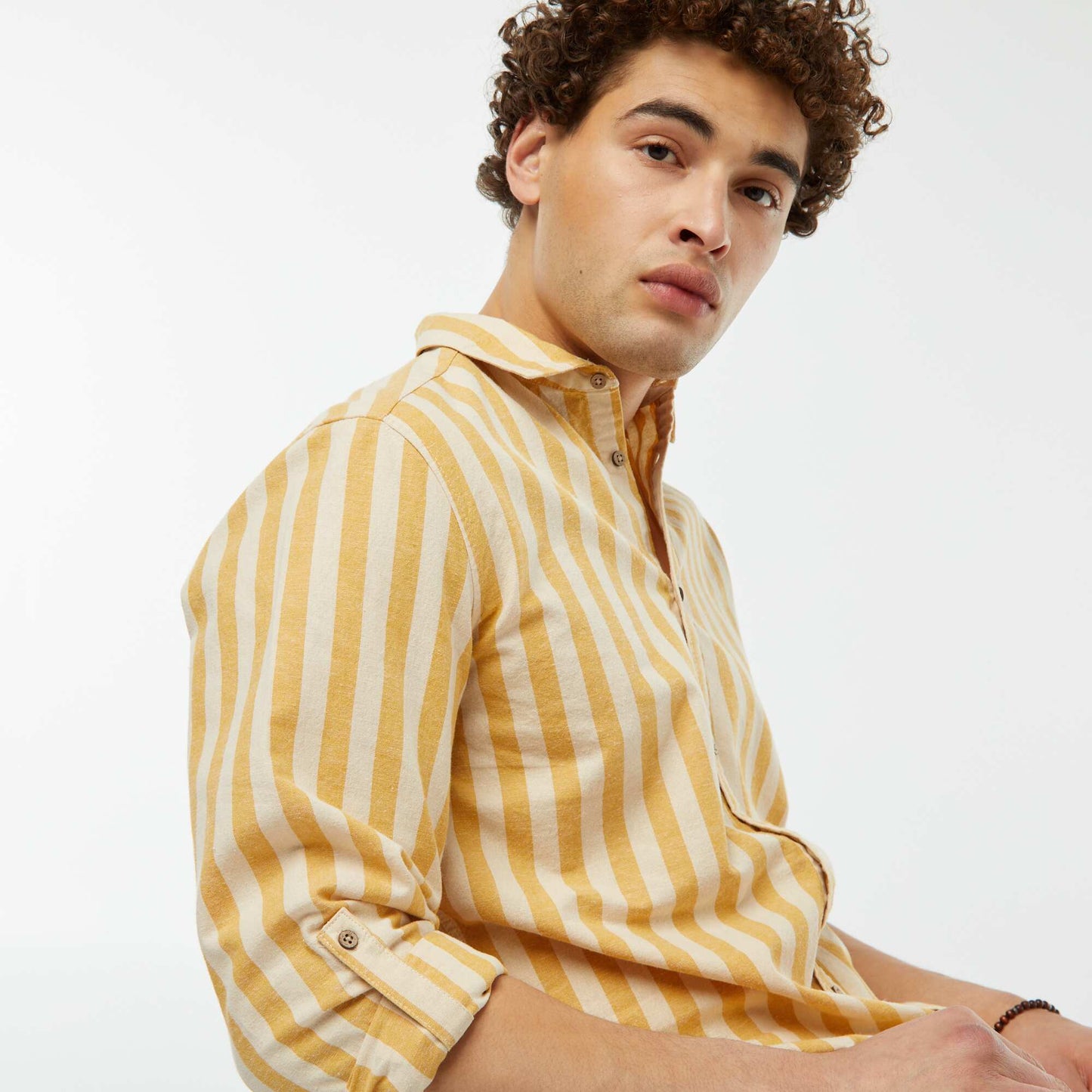 Linen-blend regular-fit shirt WHITE