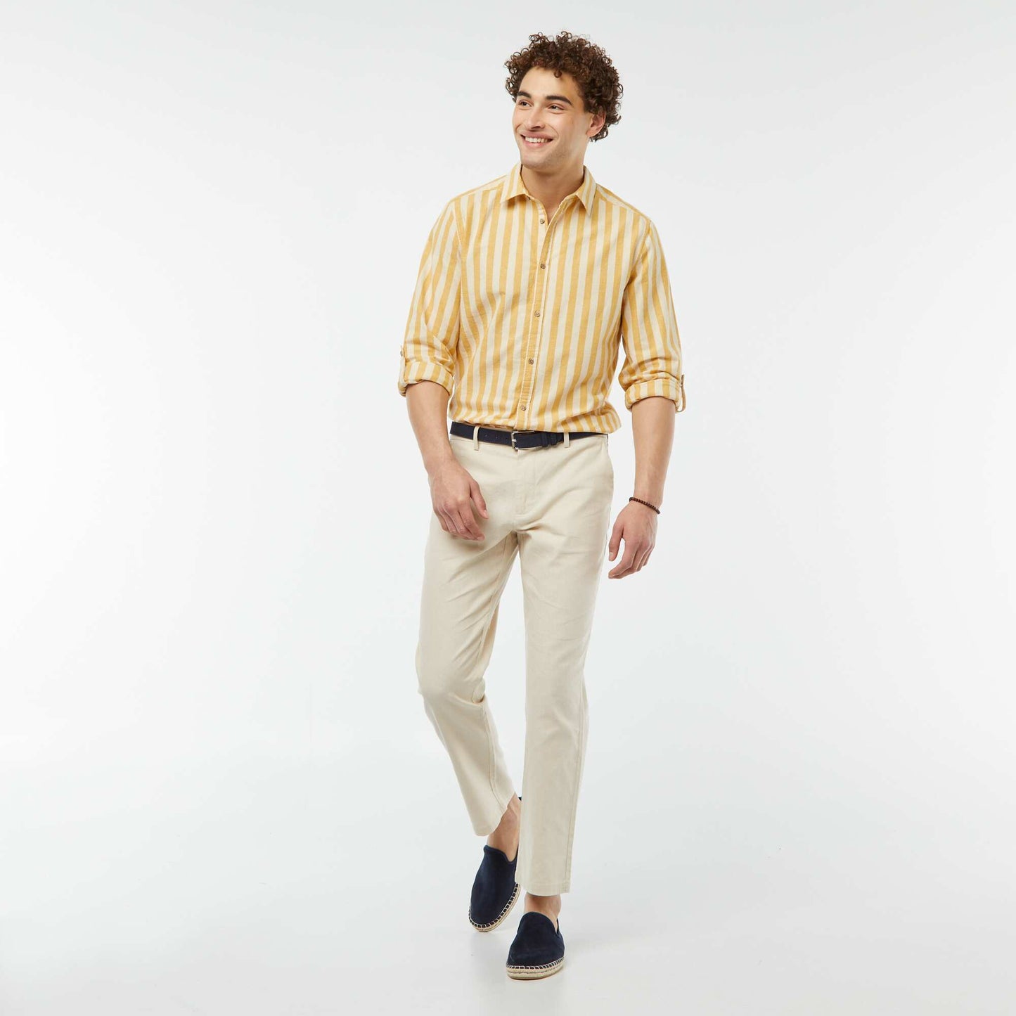 Linen blend chinos BEIGE