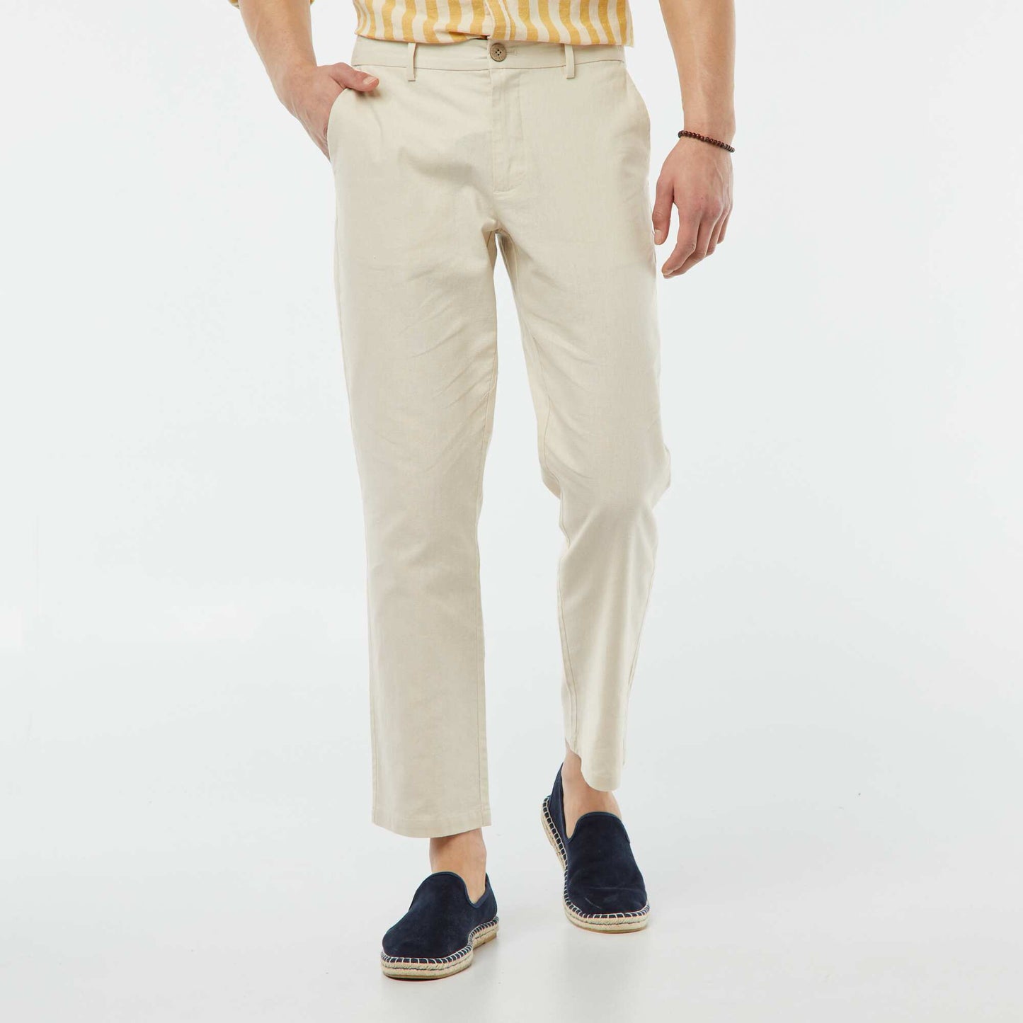 Linen blend chinos BEIGE