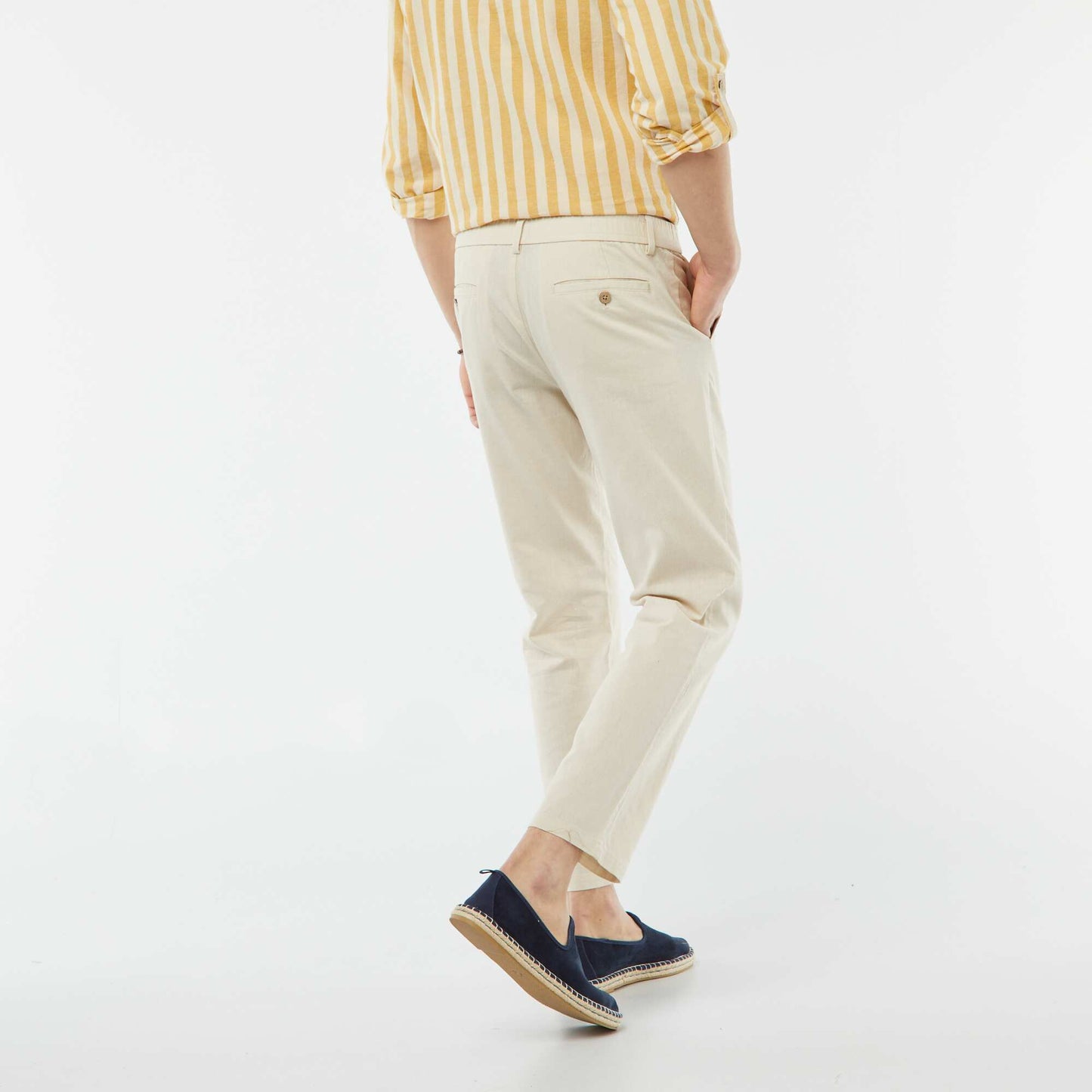 Linen blend chinos BEIGE