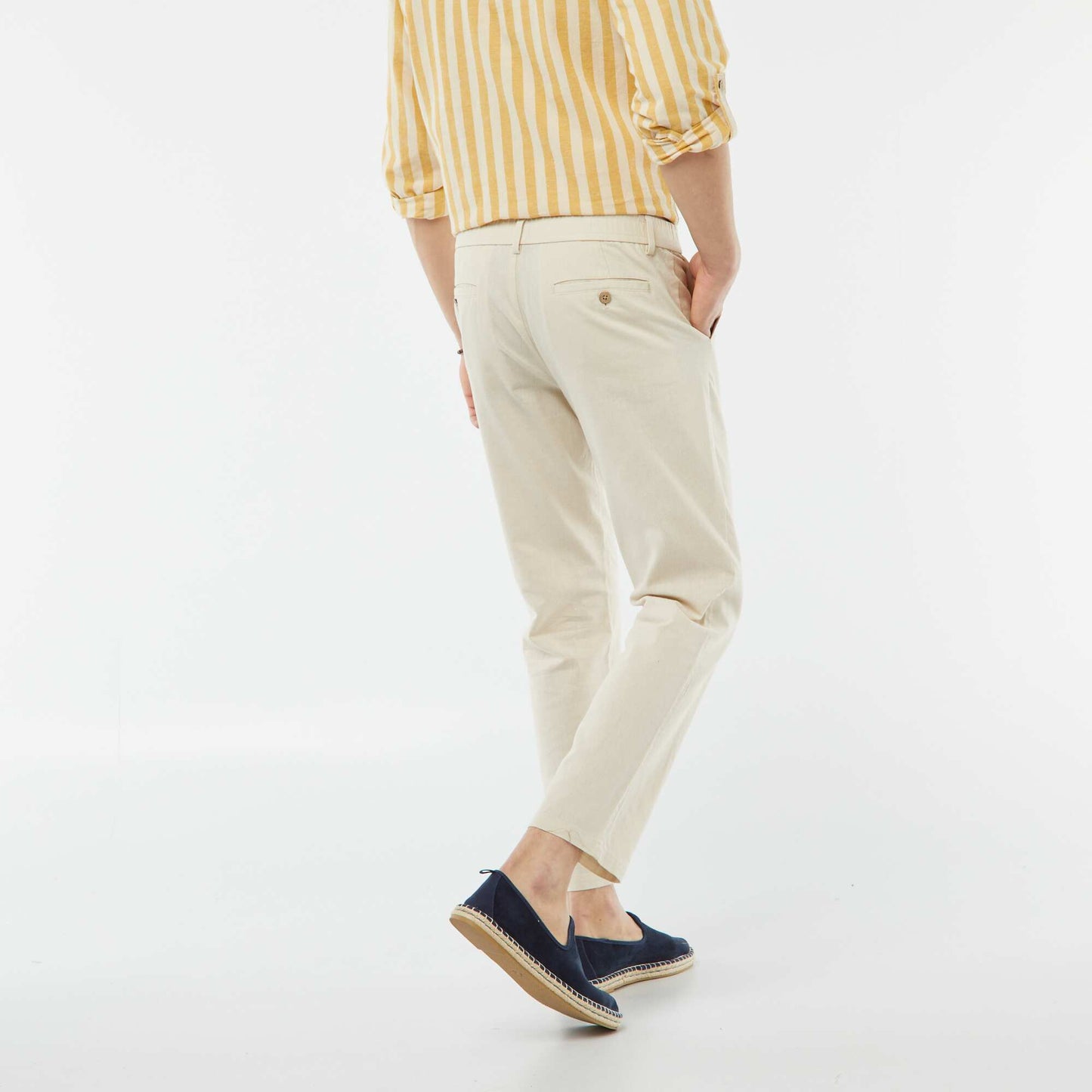 Linen blend chinos BEIGE