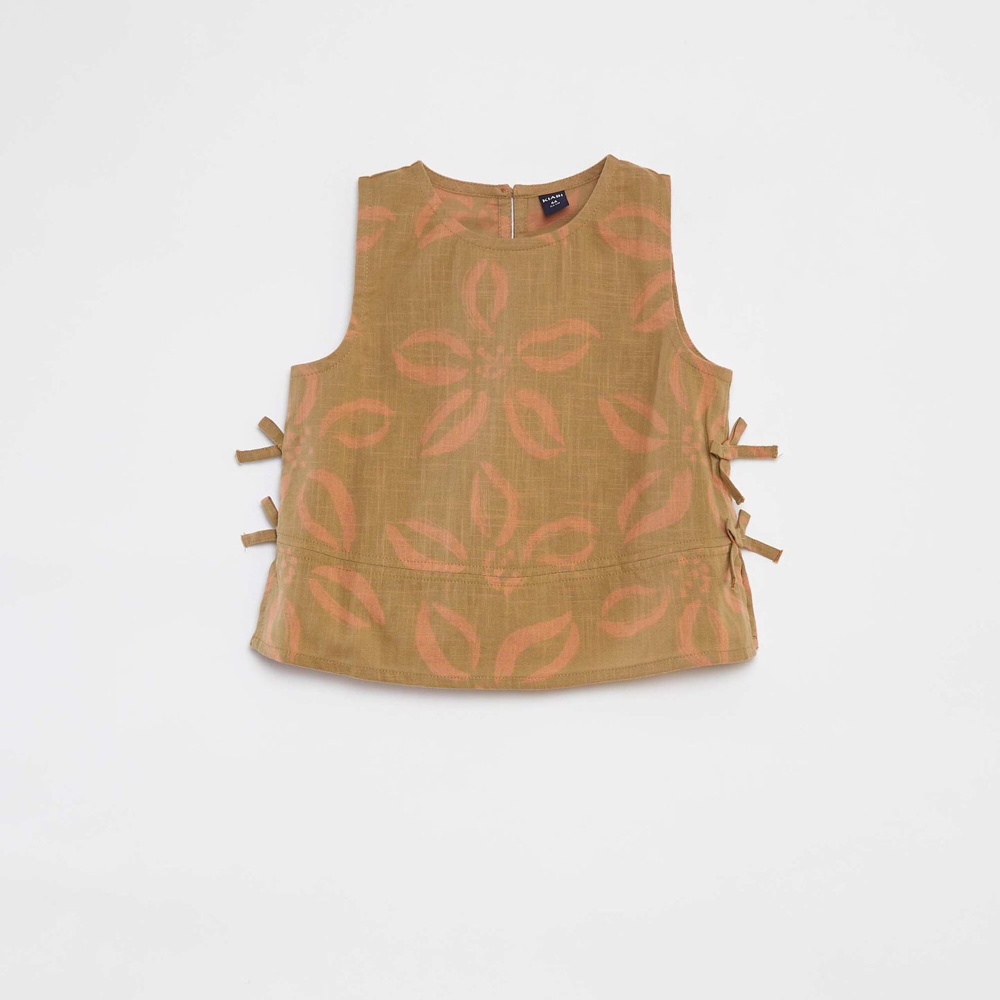 Sleeveless blouse with bows KHAKI
