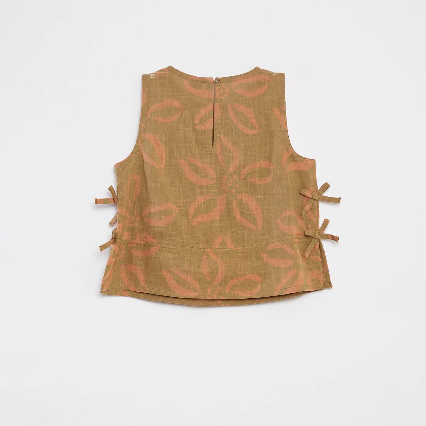 Sleeveless blouse with bows KHAKI