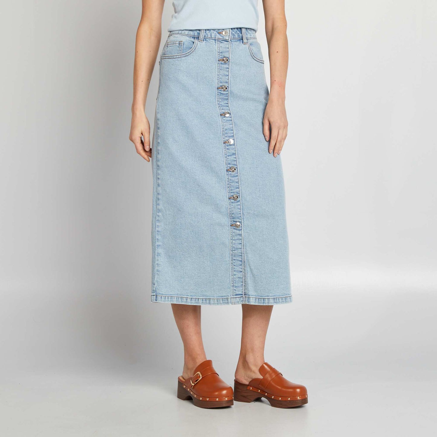 Long denim skirt BLUE