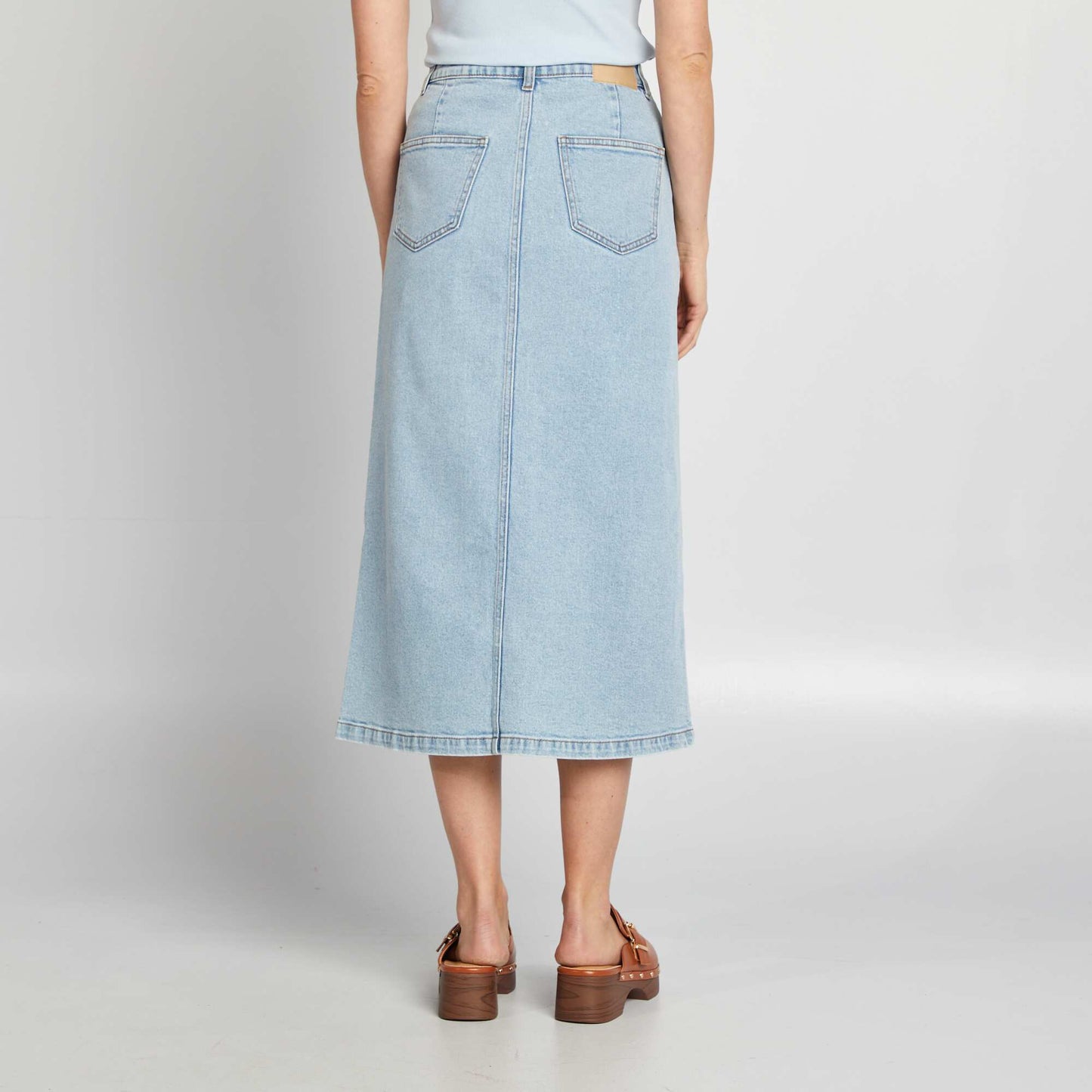 Long denim skirt BLUE