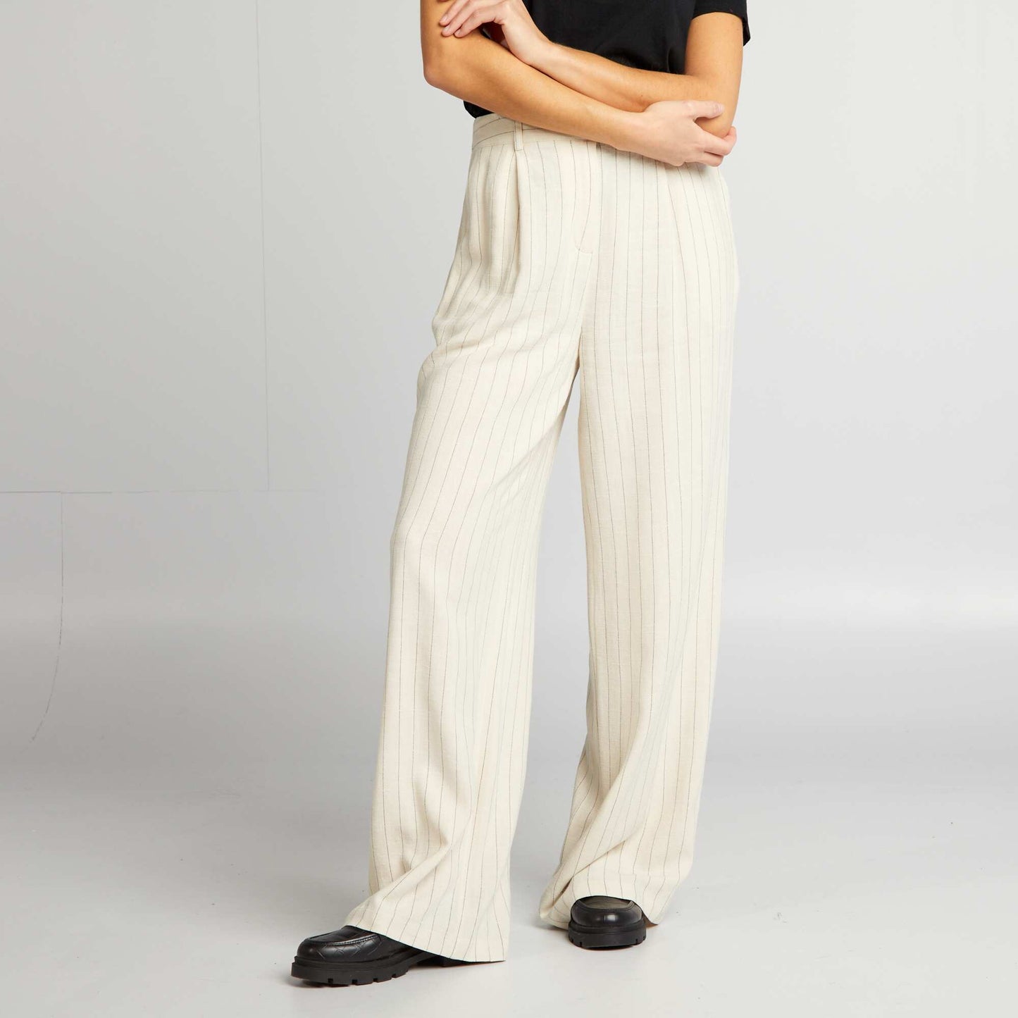 High-waisted tailored trousers BEIGE
