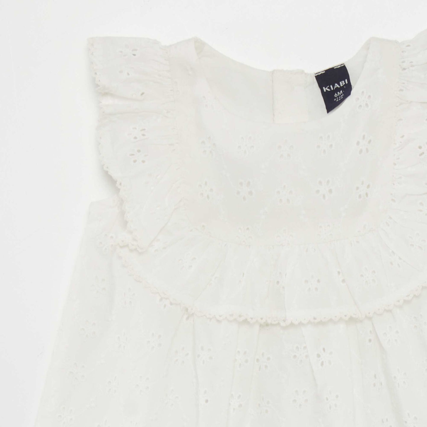 Dress with broderie anglaise and ruffle WHITE