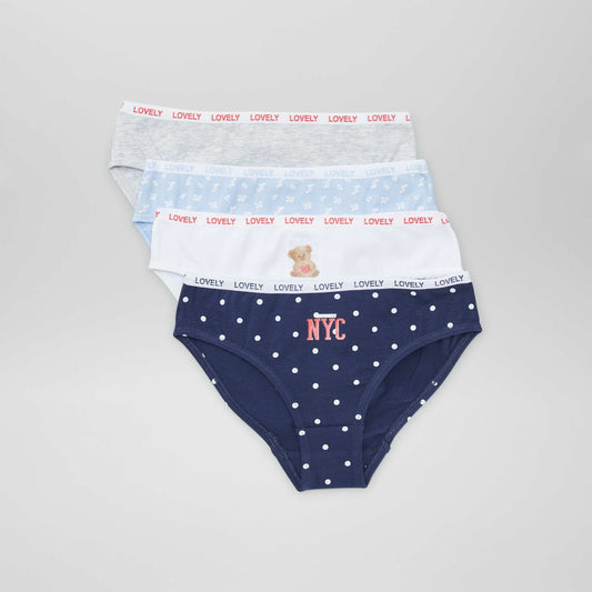 Pack of 4 pairs of printed briefs BLUE