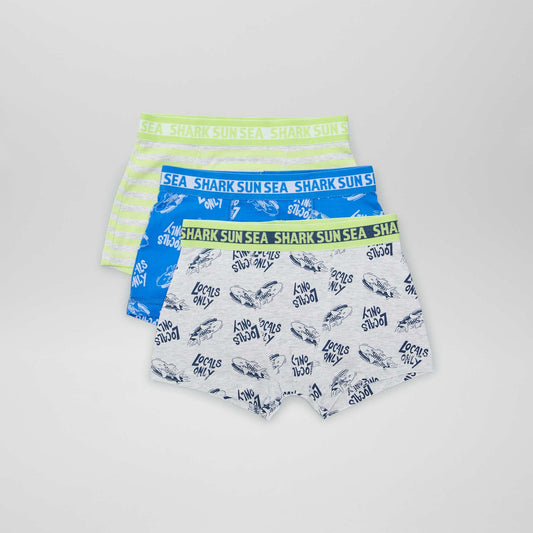 Pack of 3 pairs of stretch boxer shorts BLUE