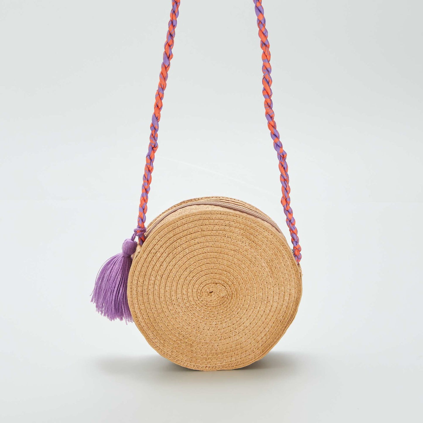 Round straw bag ORANGE