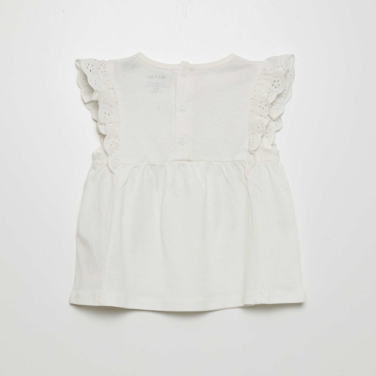 T-shirt with broderie anglaise sleeves WHITE