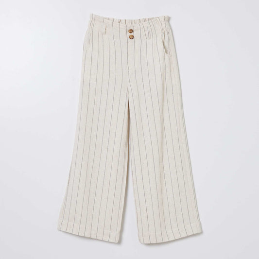 Striped straight-leg trousers BEIGE