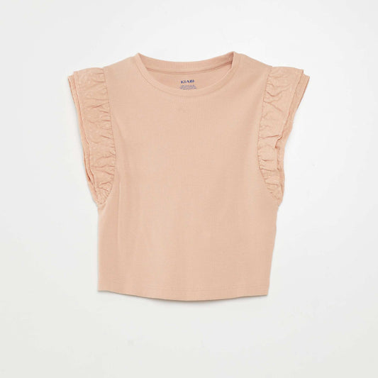 T-shirt with ruffled sleeves PINK