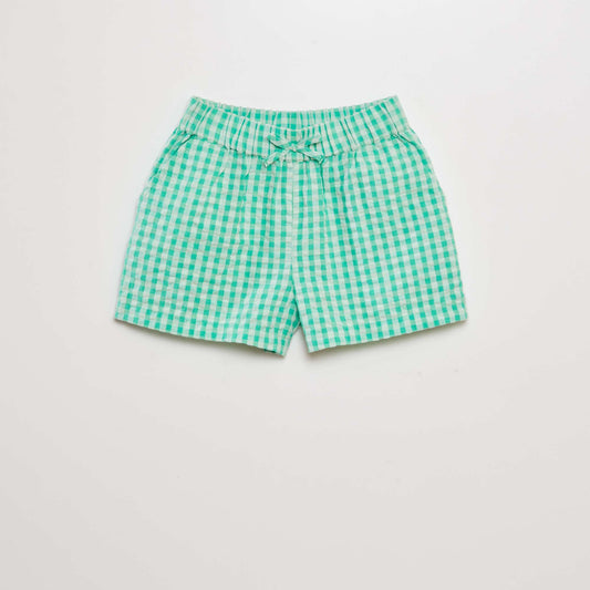 Checked waffled shorts GREEN