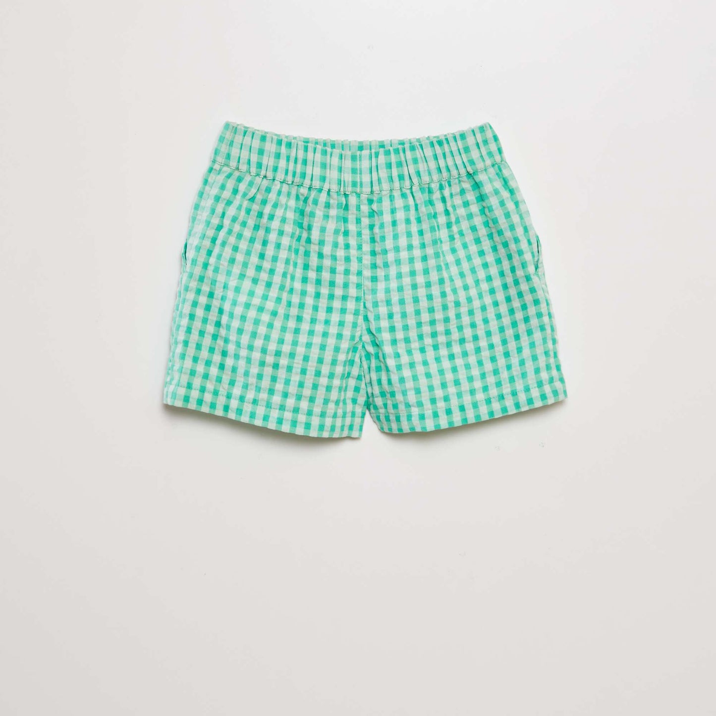 Checked waffled shorts GREEN