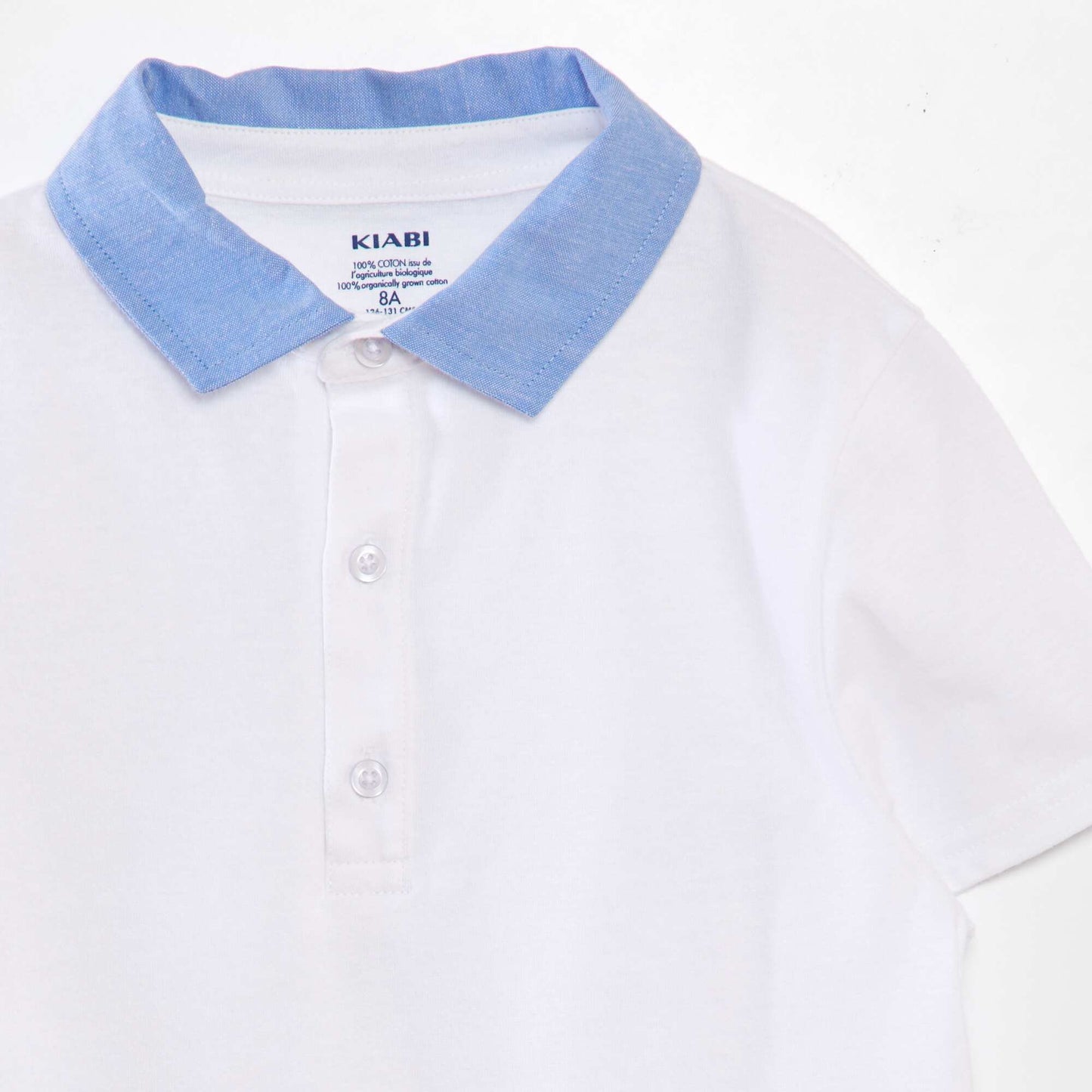 Cotton polo shirt with contrasting collar white