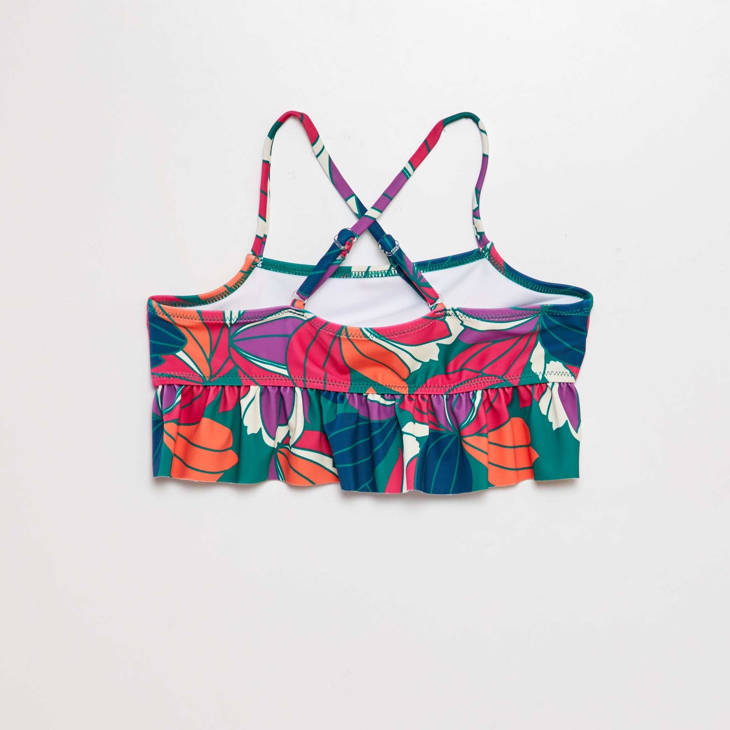 Printed and ruffled swimsuit - Two-piece set GREEN