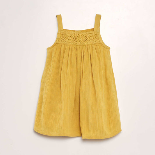 Flared dress with embroidery YELLOW