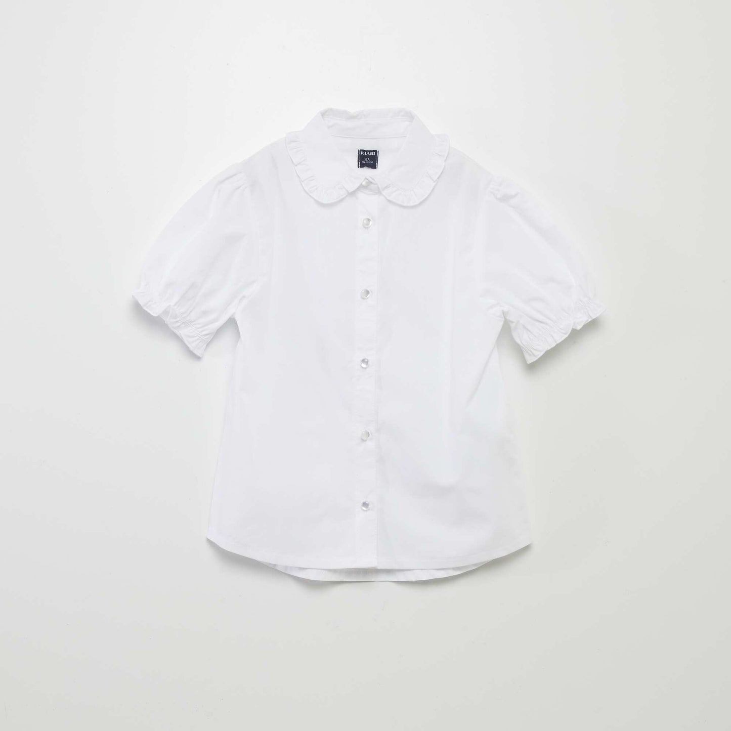 Gathered short-sleeved blouse white