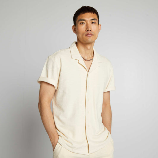 Short-sleeved shirt with polo collar WHITE