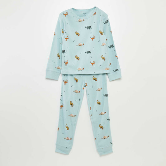 2-piece printed ribbed pyjamas GREEN