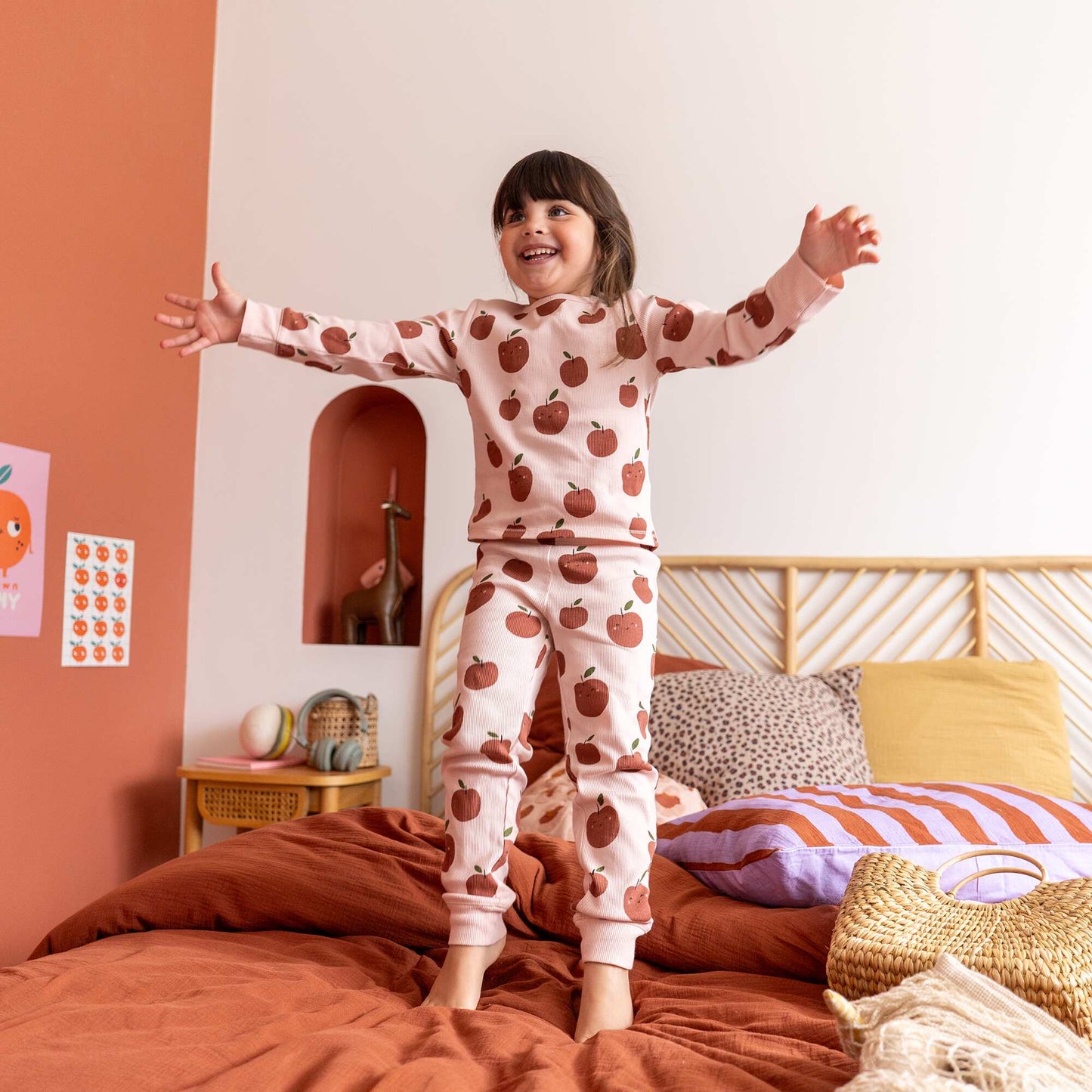 2-piece printed ribbed pyjamas ORANGE