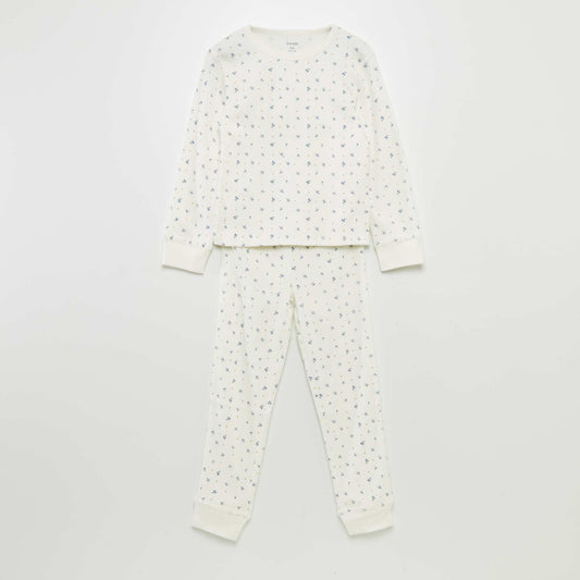 2-piece printed ribbed pyjamas WHITE