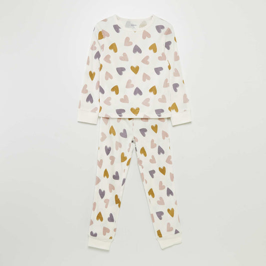 2-piece printed ribbed pyjamas WHITE