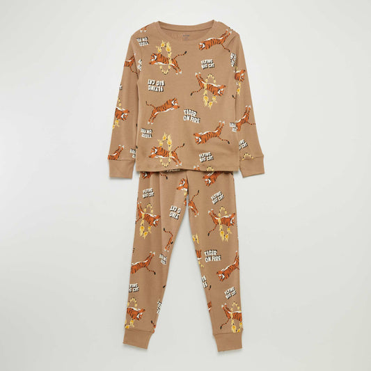 T-shirt + trousers pyjama set - 2-piece set BROWN