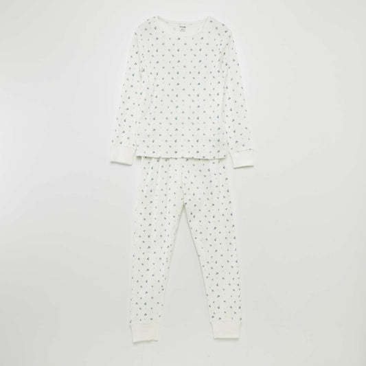 T-shirt + trousers long pyjama set - 2-piece set WHITE