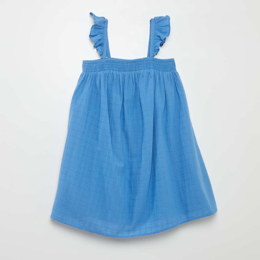 Dress with ruffled straps BLUE