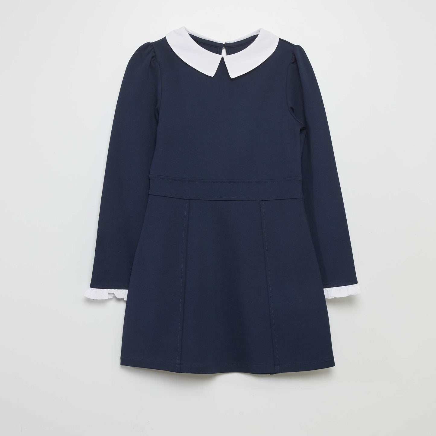 Pleated dress with Peter Pan collar blue