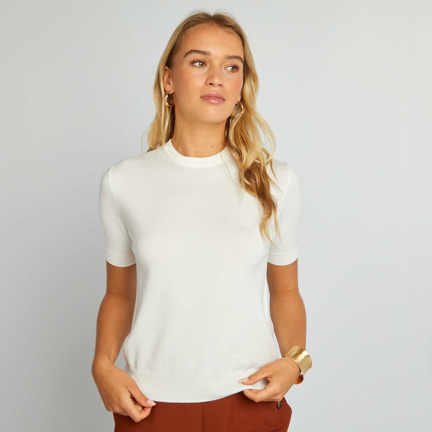 Short-sleeved sweater WHITE