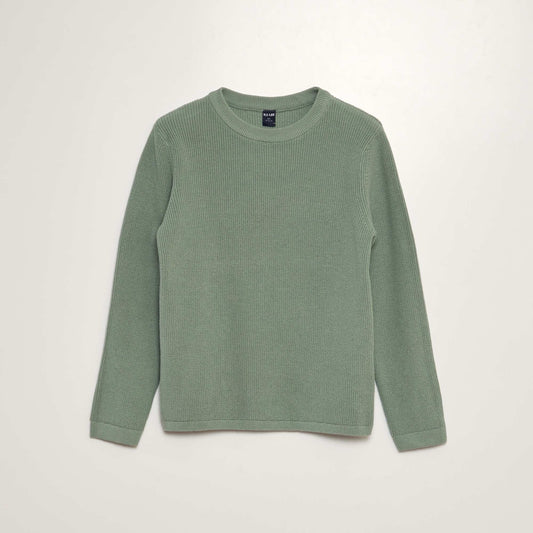 Round-neck knit sweater BLUE