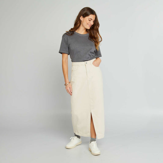 Denim midi skirt WHITE