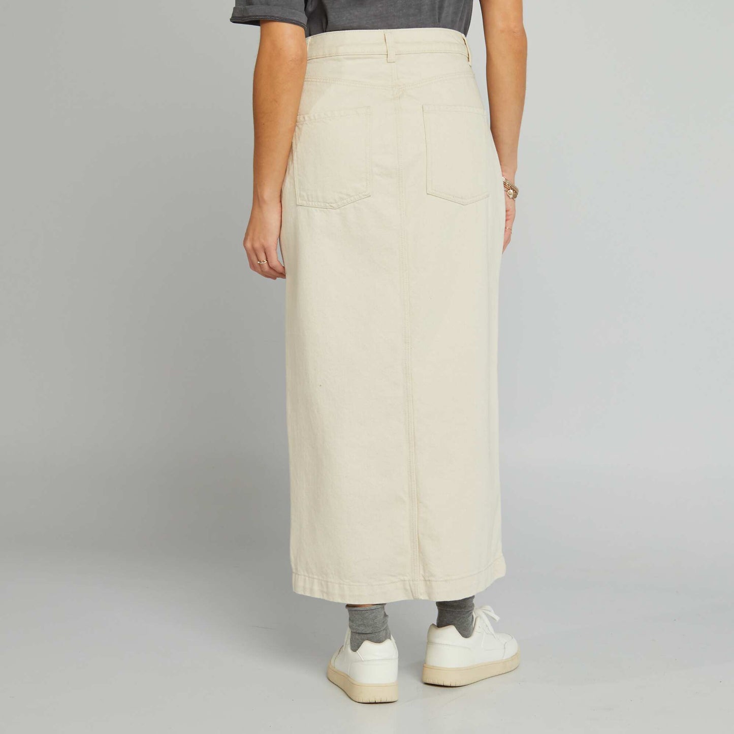 Denim midi skirt WHITE