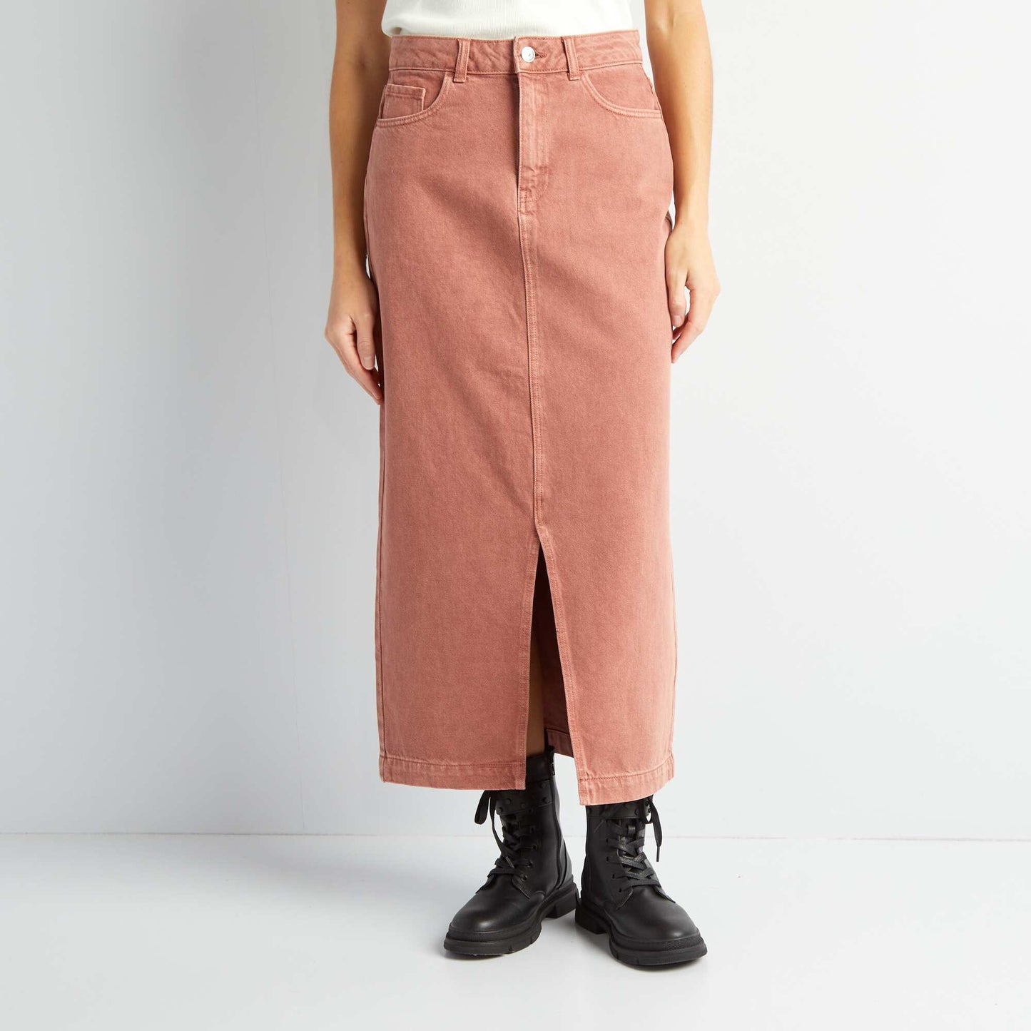 Denim midi skirt PINK