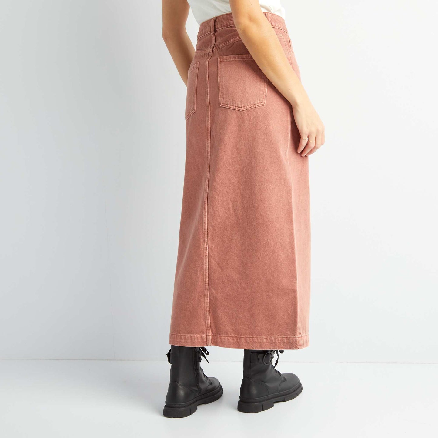 Denim midi skirt PINK