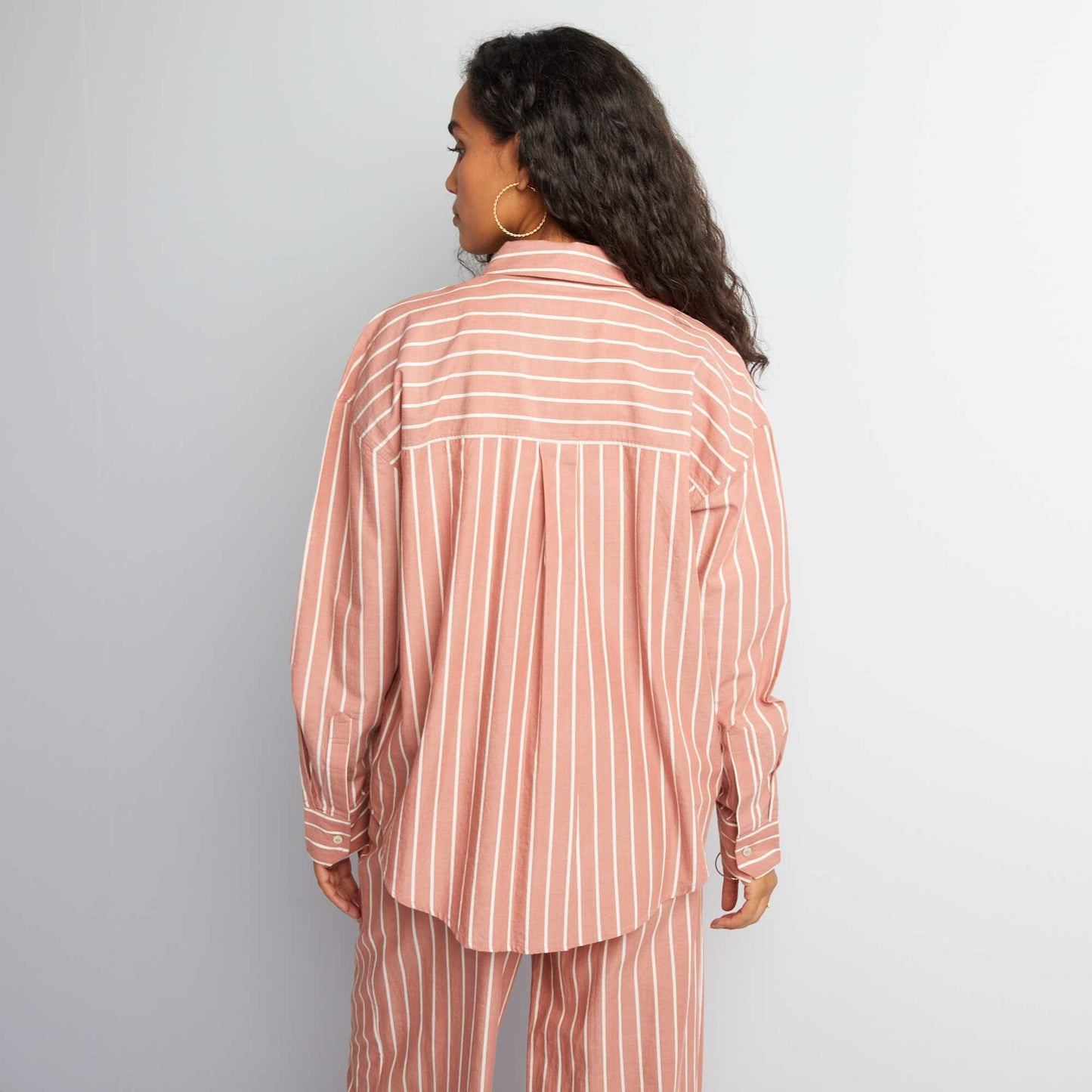 Striped poplin shirt PINK