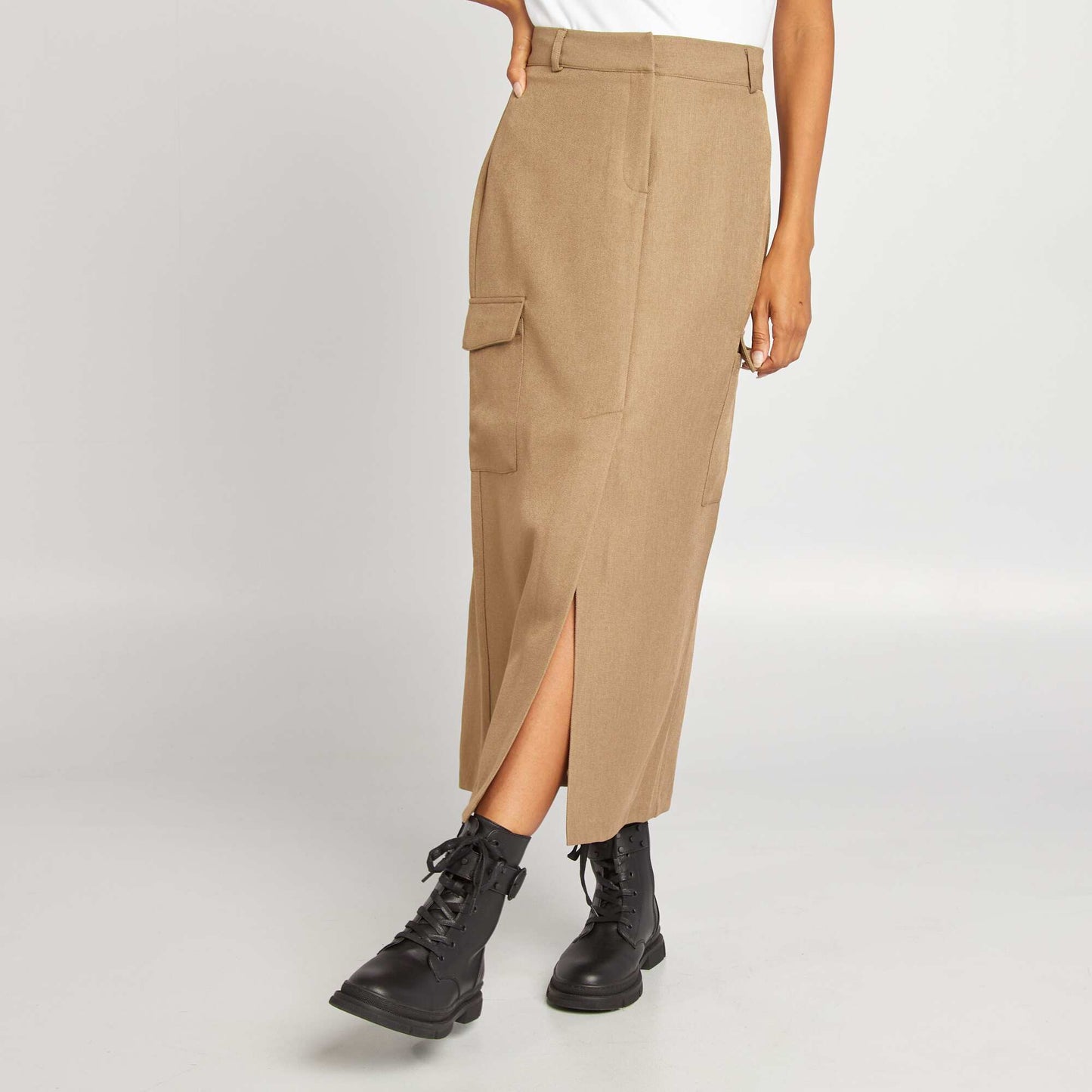 Midi skirt with pockets KHAKI