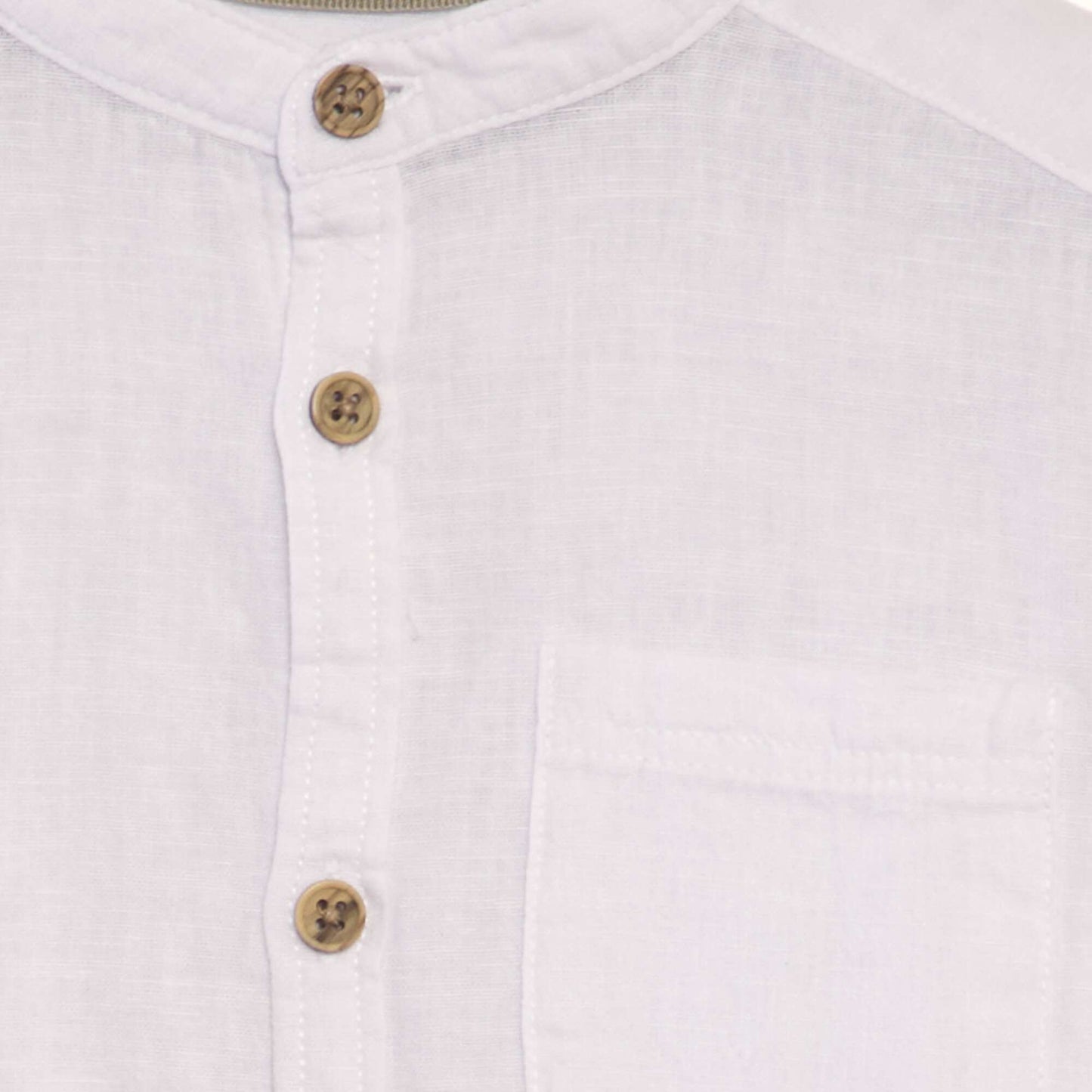 Linen-blend shirt with mandarin collar white