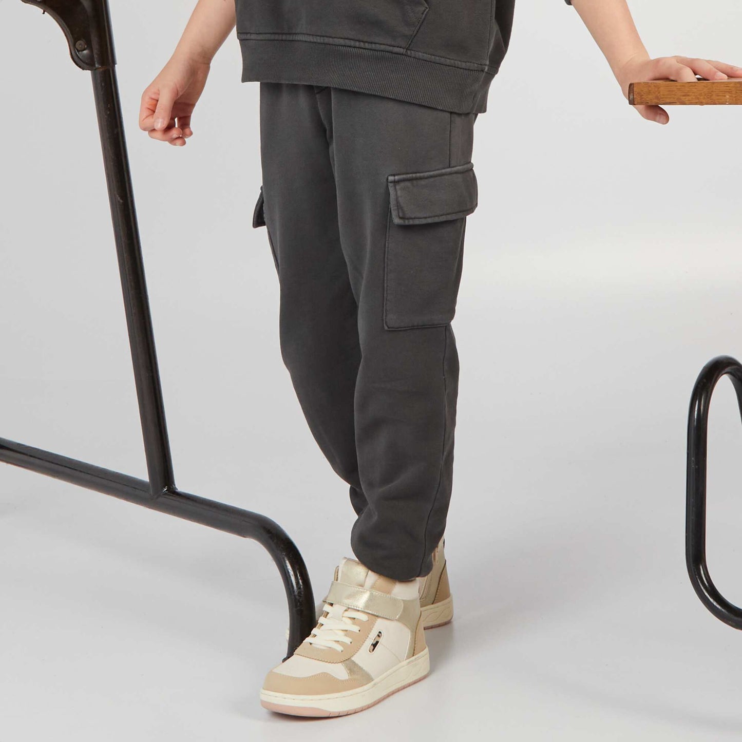 Sweatshirt fabric joggers with pockets BLACK