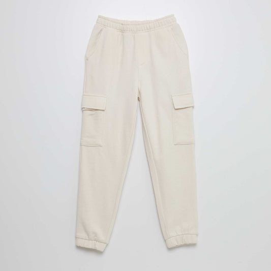 Sweatshirt fabric joggers with pockets WHITE