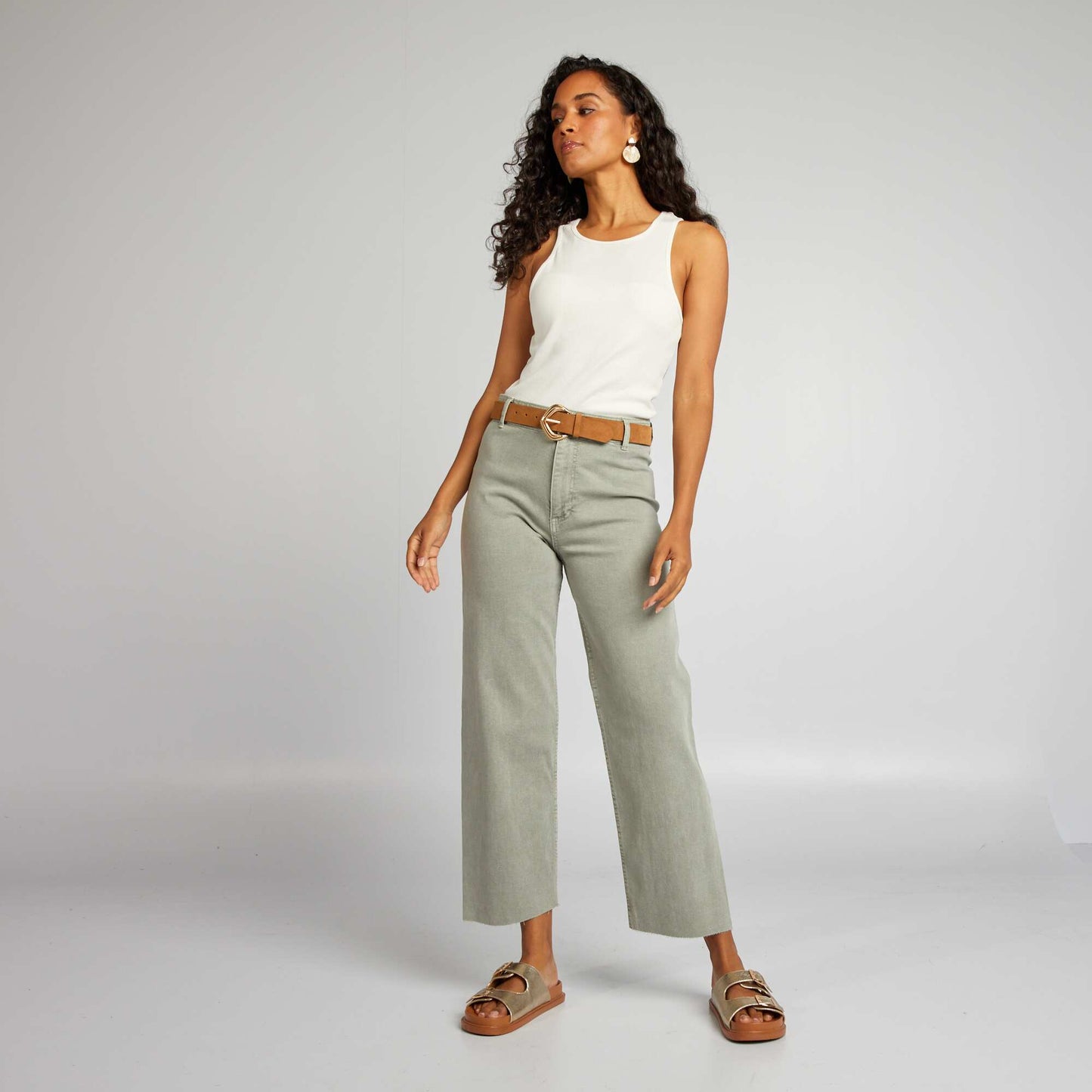 Straight wide-leg trousers  L27 KHAKI