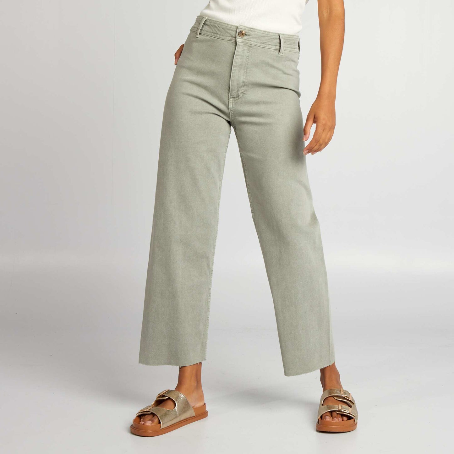 Straight wide-leg trousers  L27 KHAKI