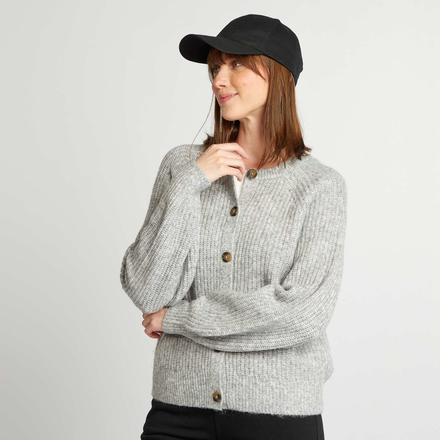 Chunky knit cardigan GREY