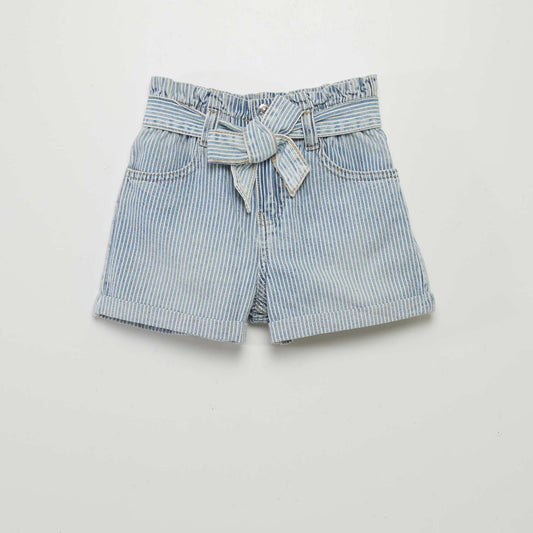 Striped denim shorts BLUE